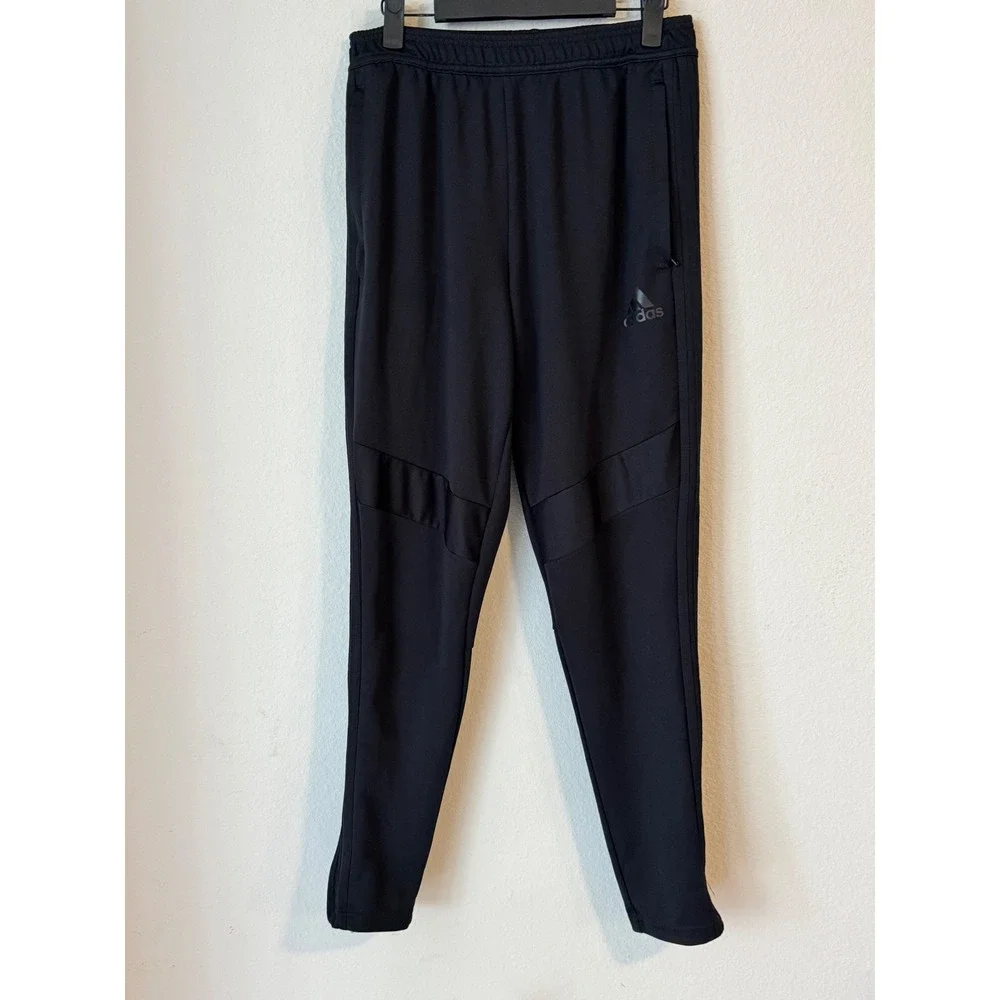 Adidas AEROREADY Mens Black Tapered Track Pants Zipper Pockets Size M